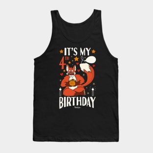 It's My 4th Birthday Fox Tank Top